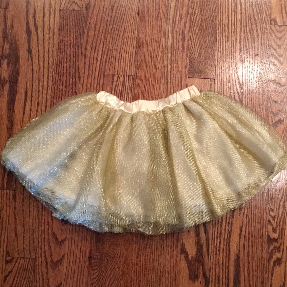 Girls Flapdoodles Gold Sparkle Tulle Skirt 3-3T